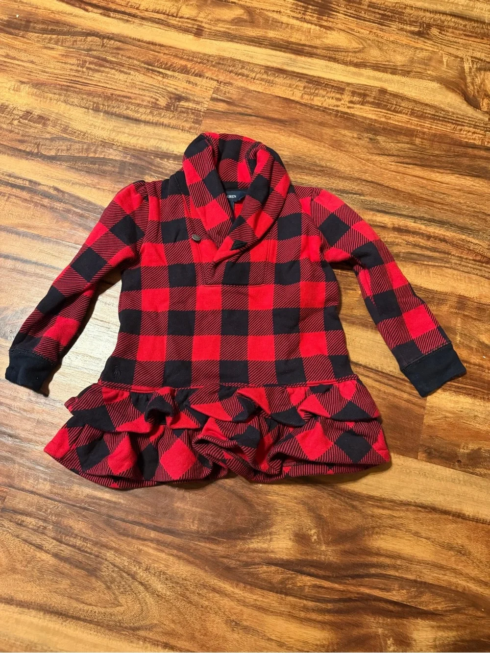 Ralph Lauren Red & Black Buffalo Plaid Ruffle Dress